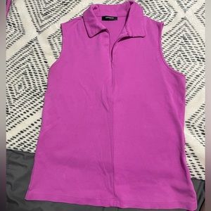 Pink express sleeveless collared shirt, size is between medium and large